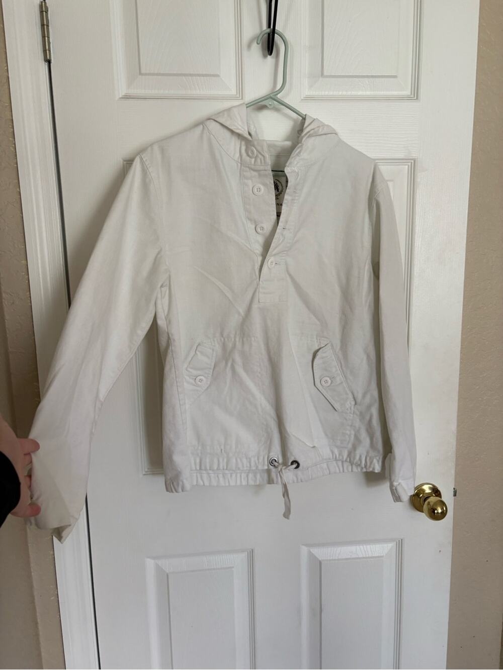 Merona White Hooded Anorak Pullover Jacket Women’s Medium Lightweight